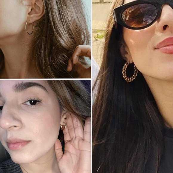 New Wholesale 54 Pairs Gold Hoop Earrings Set for Women Multipack, Boho Fashion - Picture 10 of 11